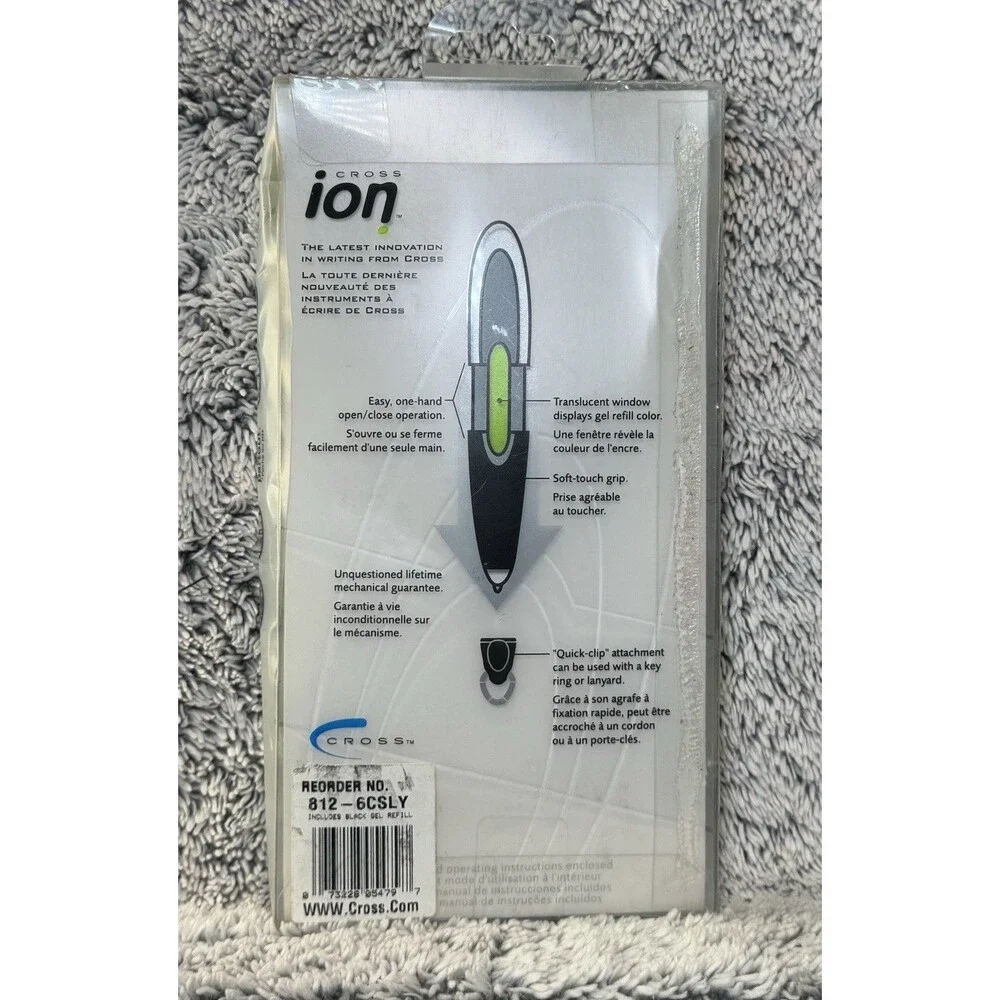 CROSS AURORA BLUE ION GEL INK PEN W/QUICK CLIP, Lanyard &‎ Black Gel Refill READ
